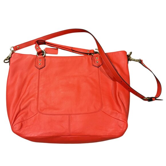 Coach Hot Orange Leather Logo Tote - Picture 2 of 5